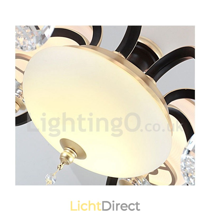 12 Licht Retro Rustieke Luxe Kristallen Hanglamp Kroonluchter met Glazen Kap