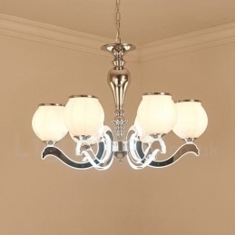 6-lichts moderne, eigentijdse luxe hanglamp kroonluchter met glazen kap