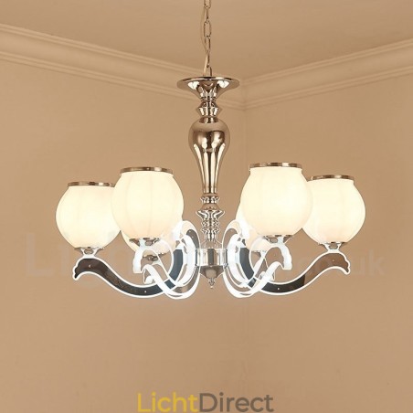 6-lichts moderne, eigentijdse luxe hanglamp kroonluchter met glazen kap 6-lichts moderne, eigentijdse luxe hanglamp kroonluchter met glazen kap