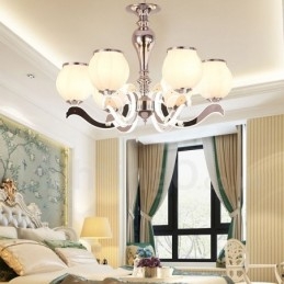 6-lichts moderne, eigentijdse luxe hanglamp kroonluchter met glazen kap