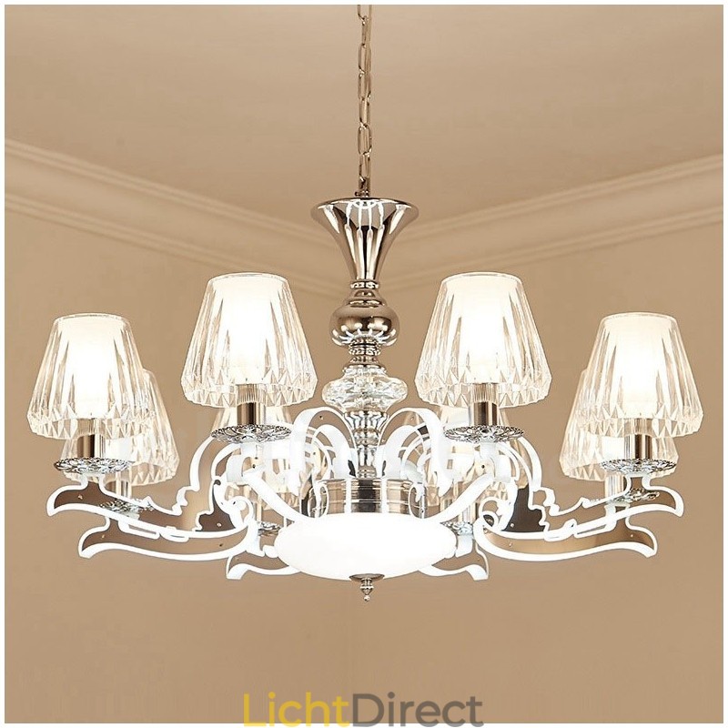 Retro Rustieke Luxe Kristallen Hanglamp Kroonluchter met Glazen Kap