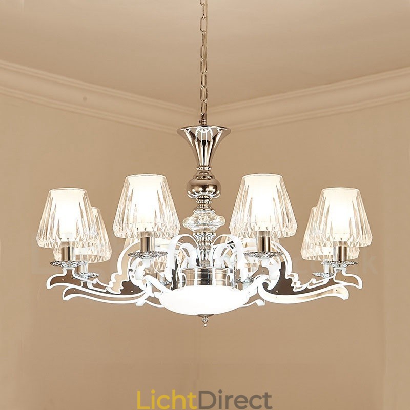 Retro Rustieke Luxe Kristallen Hanglamp Kroonluchter met Glazen Kap