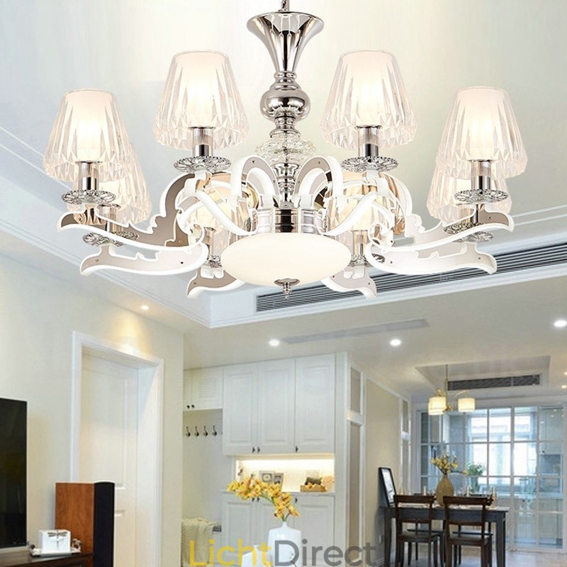 Retro Rustieke Luxe Kristallen Hanglamp Kroonluchter met Glazen Kap