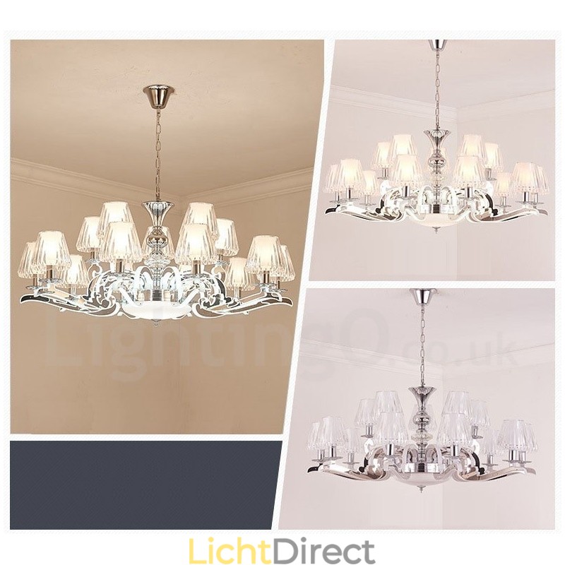Retro Rustieke Luxe Kristallen Hanglamp Kroonluchter met Glazen Kap