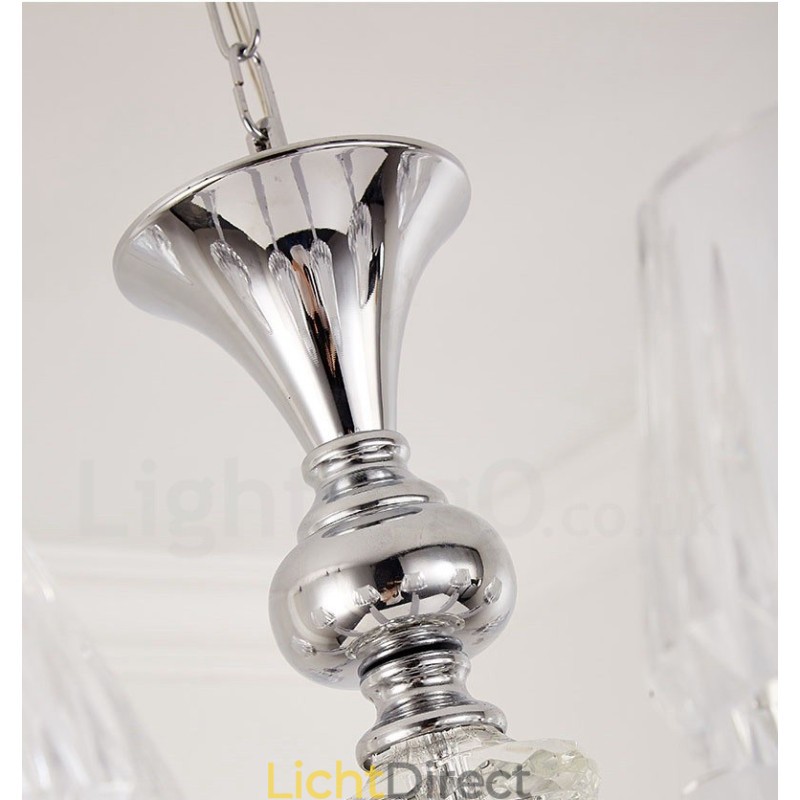 Retro Rustieke Luxe Kristallen Hanglamp Kroonluchter met Glazen Kap