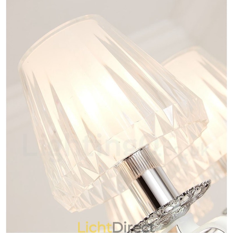 Retro Rustieke Luxe Kristallen Hanglamp Kroonluchter met Glazen Kap