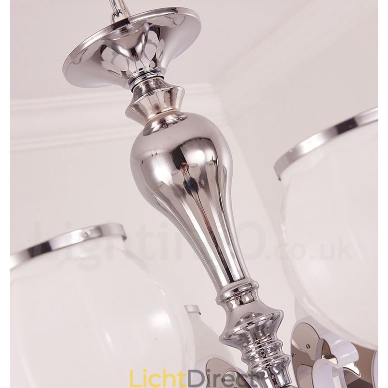 8-lichts moderne, eigentijdse luxe hanglamp kroonluchter met glazen kap