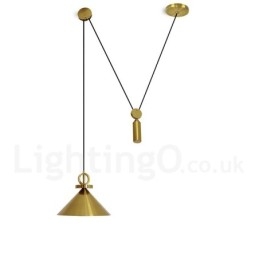 Puur koperen moderne eigentijdse Scandinavische stijl Rise and Fall hanglamp messing plafondlamp