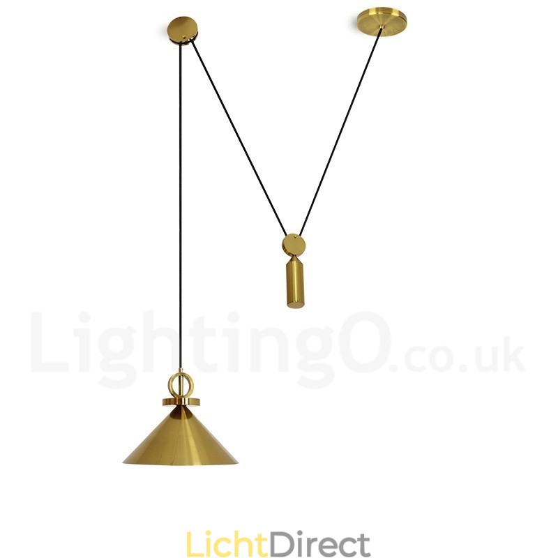 Puur koperen moderne eigentijdse Scandinavische stijl Rise and Fall hanglamp messing plafondlamp