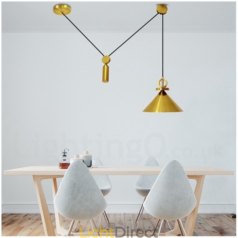Puur koperen moderne eigentijdse Scandinavische stijl Rise and Fall hanglamp messing plafondlamp