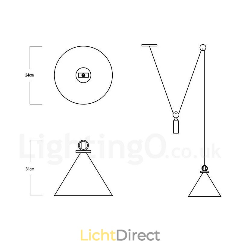 Puur koperen moderne eigentijdse Scandinavische stijl Rise and Fall hanglamp messing plafondlamp