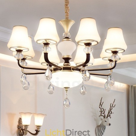 Moderne, eigentijdse retro luxe kristallen hanglamp kroonluchter met glazen kap Moderne, eigentijdse retro luxe kristallen hanglamp kroonluchter met glazen kap