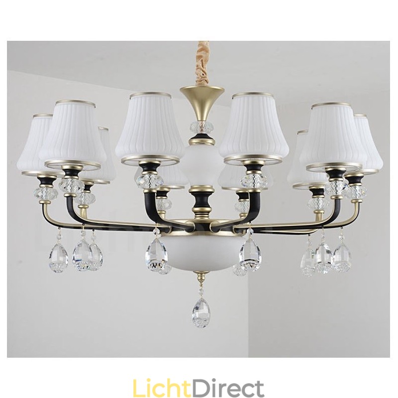 Moderne, eigentijdse retro luxe kristallen hanglamp kroonluchter met glazen kap