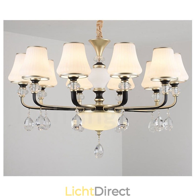 Moderne, eigentijdse retro luxe kristallen hanglamp kroonluchter met glazen kap