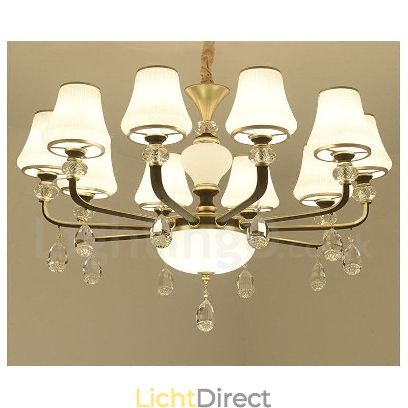 Moderne, eigentijdse retro luxe kristallen hanglamp kroonluchter met glazen kap