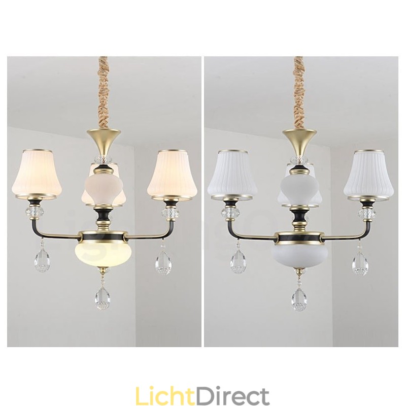 Moderne, eigentijdse retro luxe kristallen hanglamp kroonluchter met glazen kap