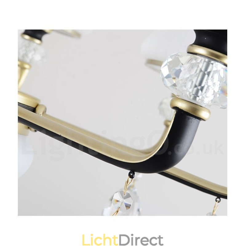 Moderne, eigentijdse retro luxe kristallen hanglamp kroonluchter met glazen kap