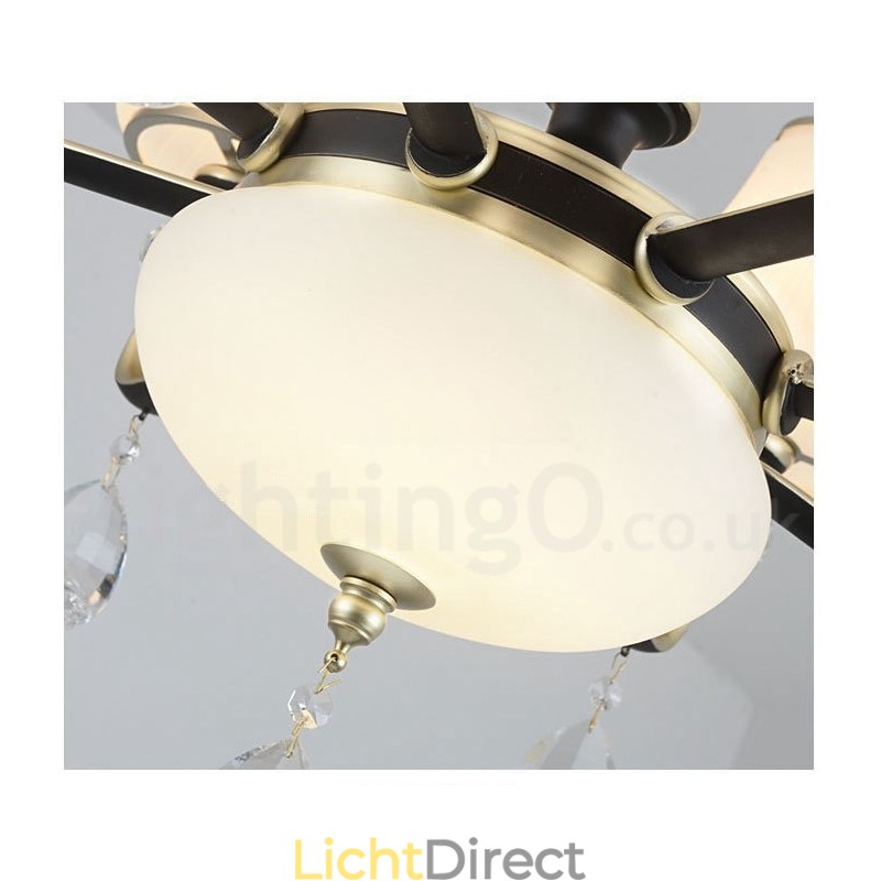 Moderne, eigentijdse retro luxe kristallen hanglamp kroonluchter met glazen kap