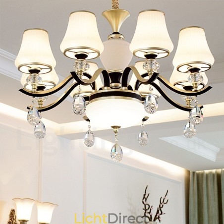 Moderne, eigentijdse retro luxe kristallen hanglamp kroonluchter met glazen kap Moderne, eigentijdse retro luxe kristallen hanglamp kroonluchter met glazen kap