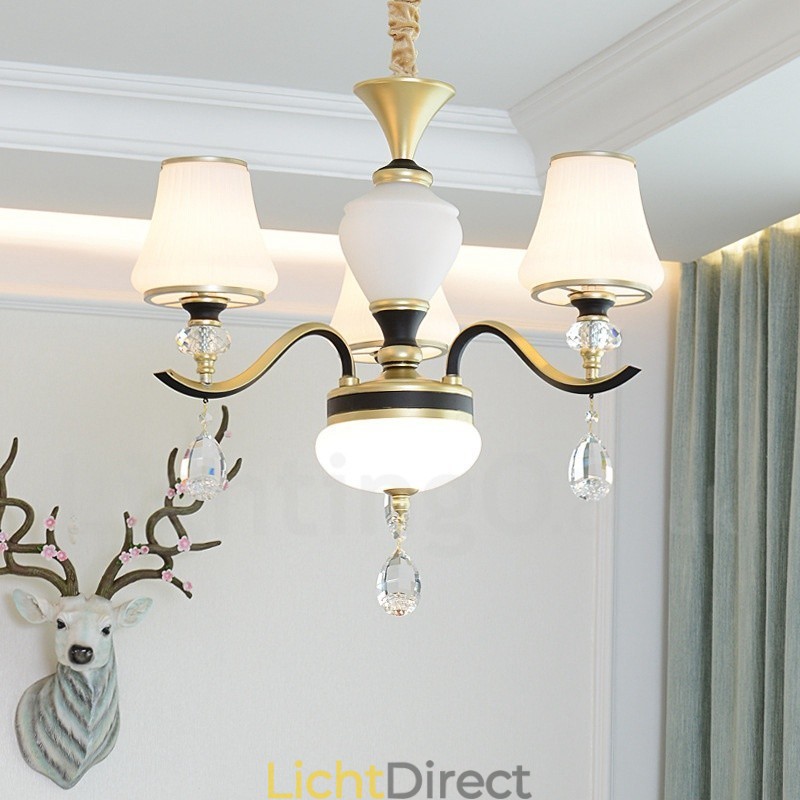 Moderne, eigentijdse retro luxe kristallen hanglamp kroonluchter met glazen kap