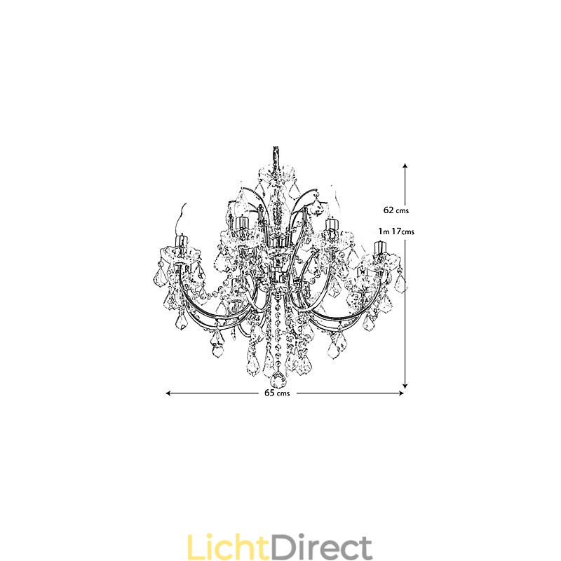 Elegante kristallen kroonluchter met 8 lampen