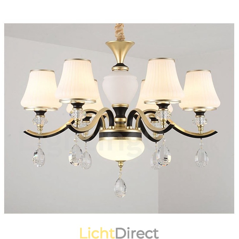 Moderne, eigentijdse retro luxe kristallen hanglamp kroonluchter met glazen kap