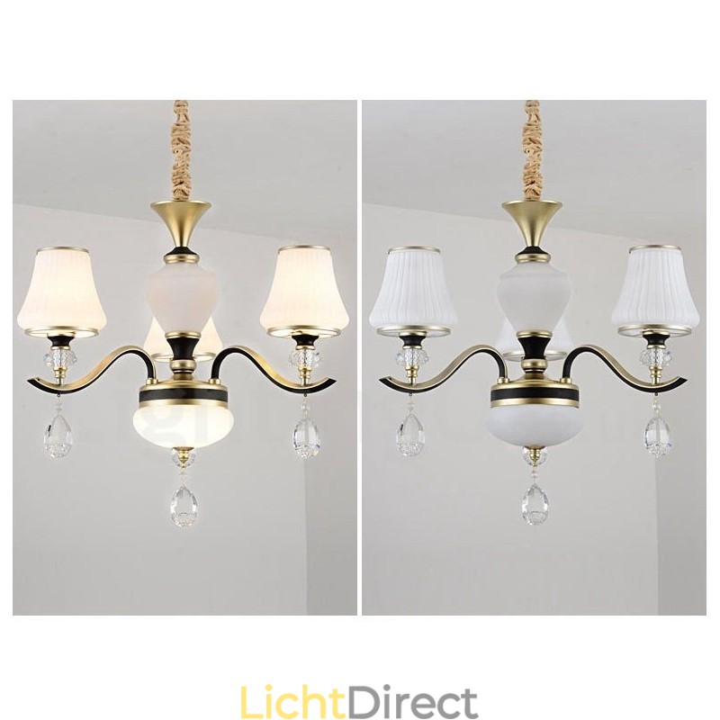 Moderne, eigentijdse retro luxe kristallen hanglamp kroonluchter met glazen kap