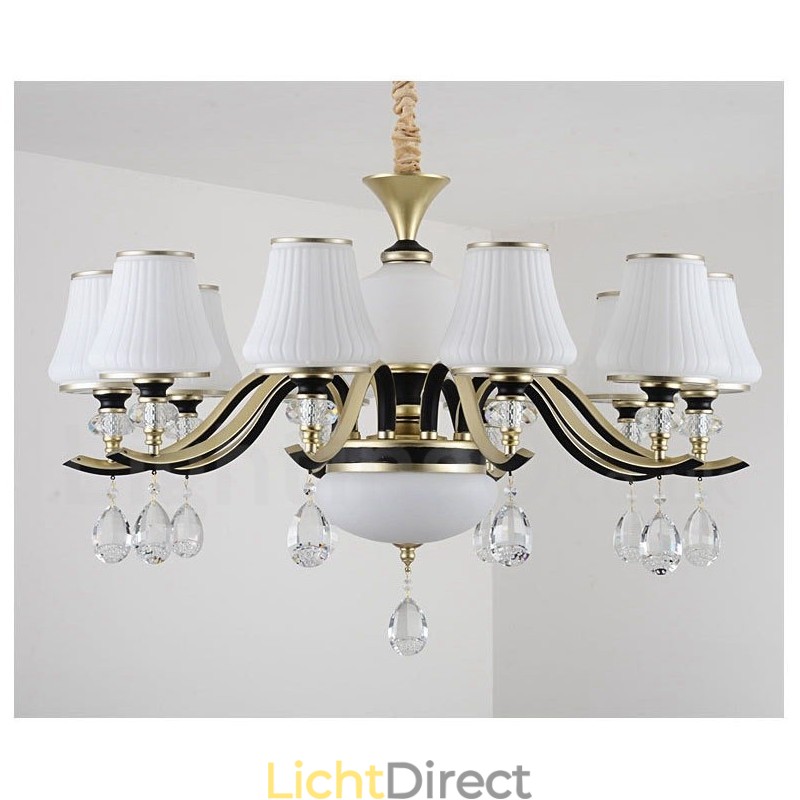 Moderne, eigentijdse retro luxe kristallen hanglamp kroonluchter met glazen kap