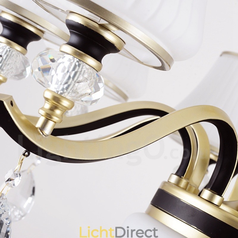 Moderne, eigentijdse retro luxe kristallen hanglamp kroonluchter met glazen kap