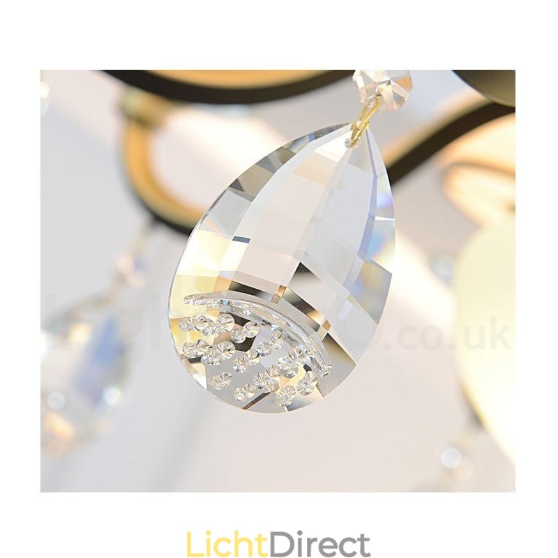 Moderne, eigentijdse retro luxe kristallen hanglamp kroonluchter met glazen kap