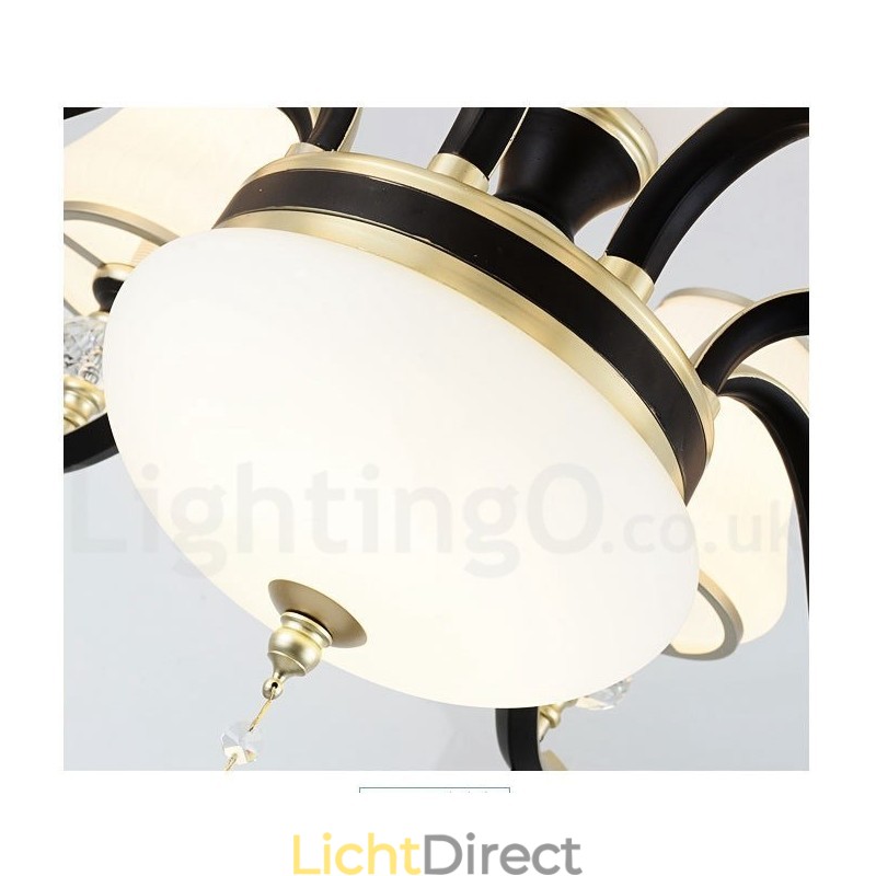 Moderne, eigentijdse retro luxe kristallen hanglamp kroonluchter met glazen kap