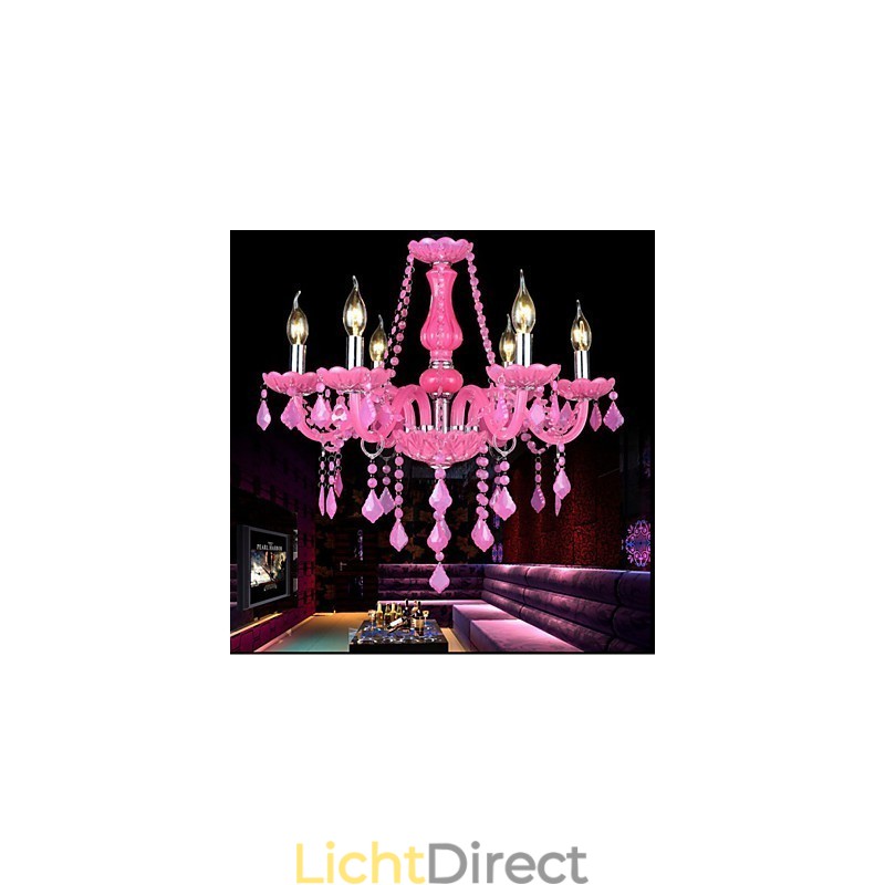 Koffielamp Project Light Kaars Kristal Hanglamp Roze