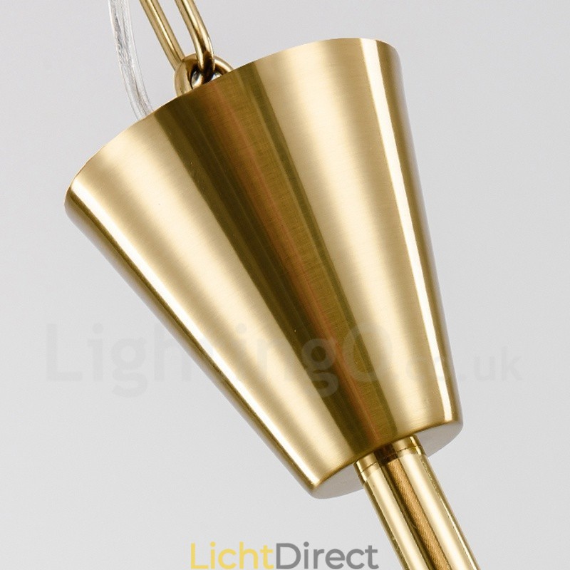 Moderne, eigentijdse 9-lichts stalen hanglamp met kristallen kap