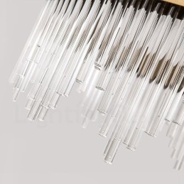 Moderne, eigentijdse stalen hanglamp met glazen kap