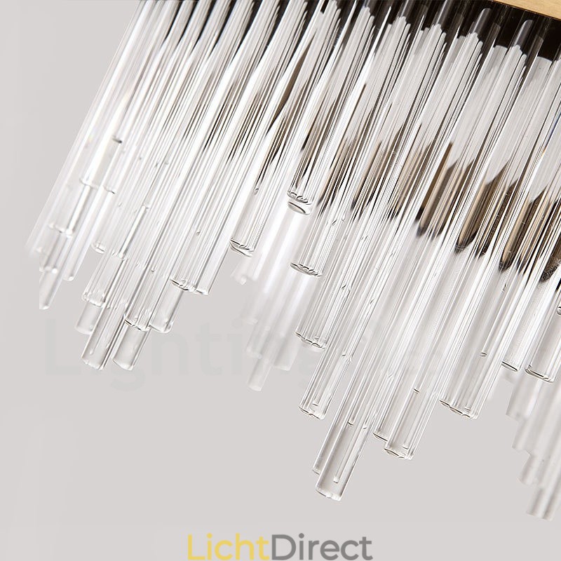 Moderne, eigentijdse stalen hanglamp met glazen kap