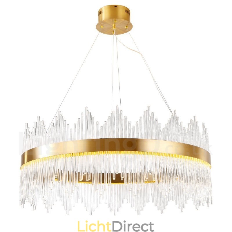 Moderne, eigentijdse stalen hanglamp met glazen kap