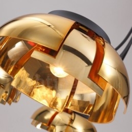 Moderne eigentijdse 5-lichts stalen kroonluchter met acryl kap