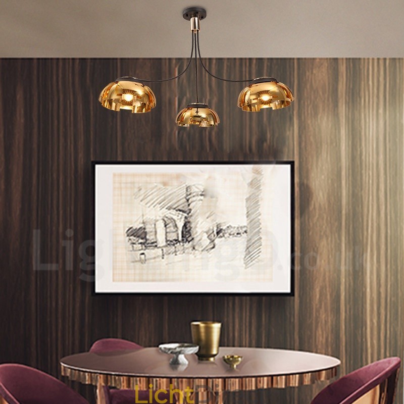 Moderne eigentijdse 3-lichts stalen kroonluchter met acryl kap