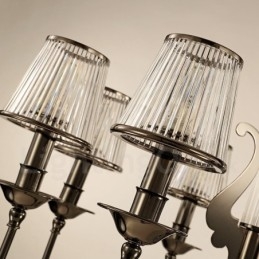 Moderne eigentijdse 8-lichts stalen kroonluchter met acryl kap