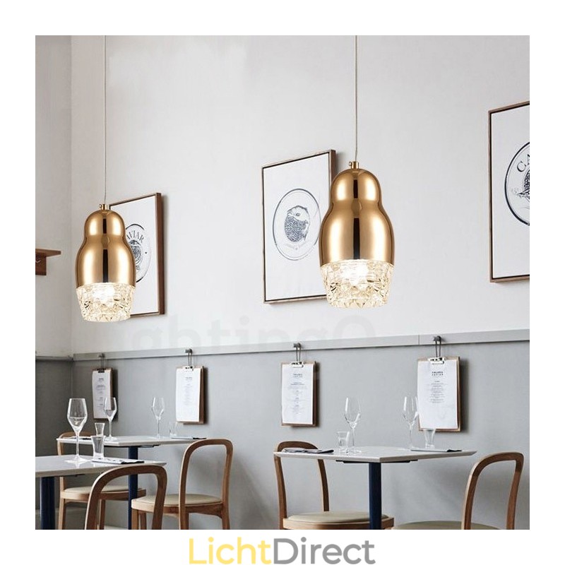 Moderne, eigentijdse hanglamp van aluminiumlegering met 1 lichtbron en acrylkap