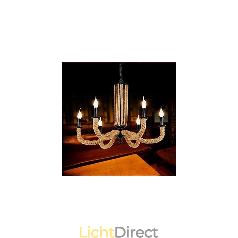Retro touw kroonluchter ijzeren lamp
