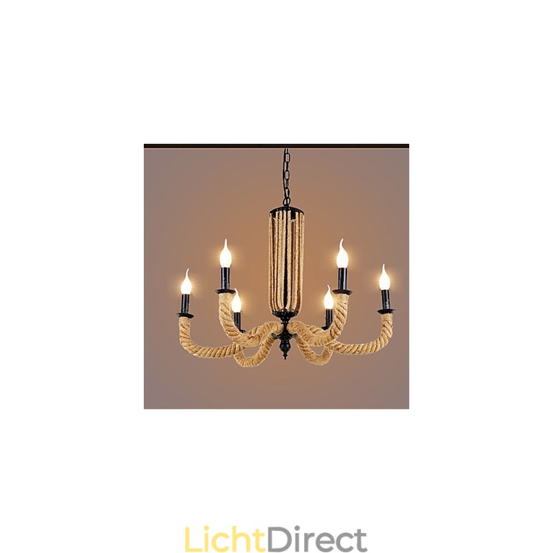 Retro touw kroonluchter ijzeren lamp