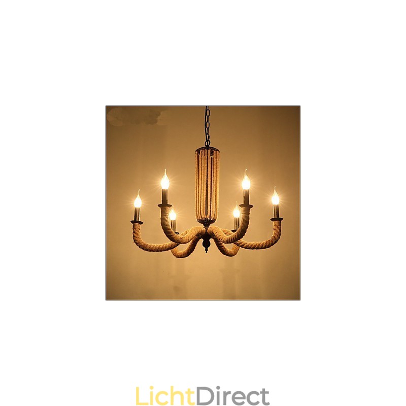 Retro touw kroonluchter ijzeren lamp