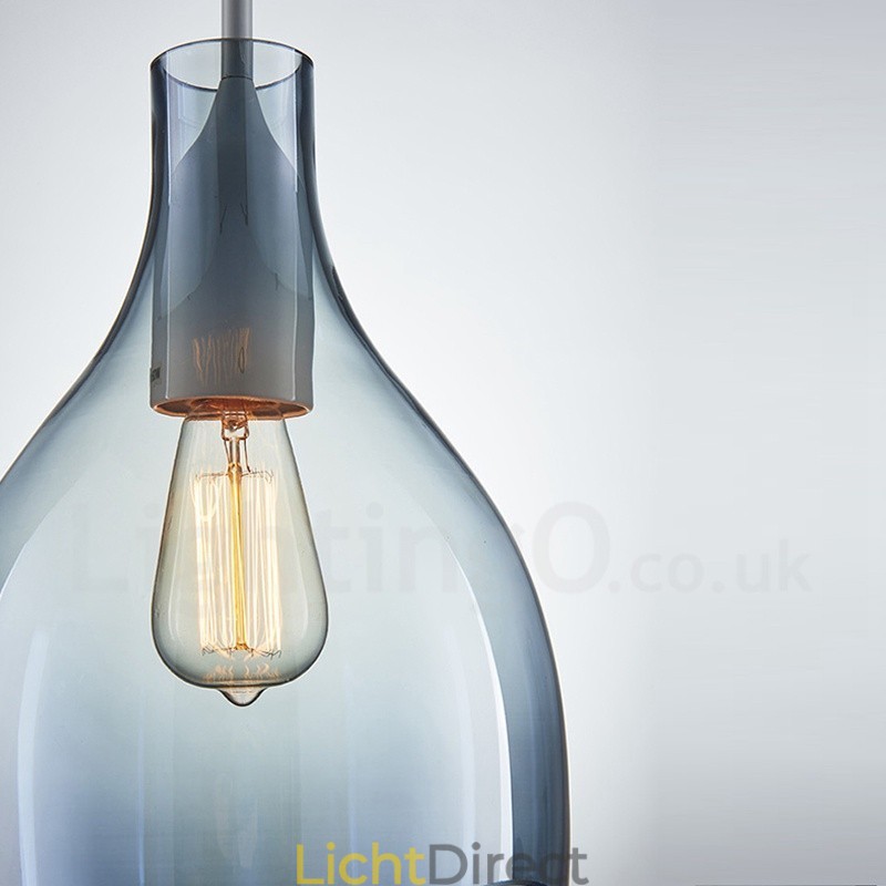 Moderne, eigentijdse hanglamp van glas met 1 lichtbron en glazen kap