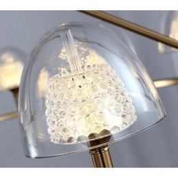 Moderne, eigentijdse 9-lichts metalen kroonluchter met acryl kap