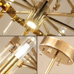 Moderne eigentijdse 18-lichts kroonluchter van aluminiumlegering met kristallen kap