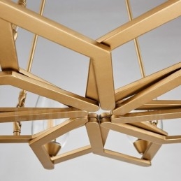 Moderne, eigentijdse hanglamp van staal met 6 lampen en glazen kap