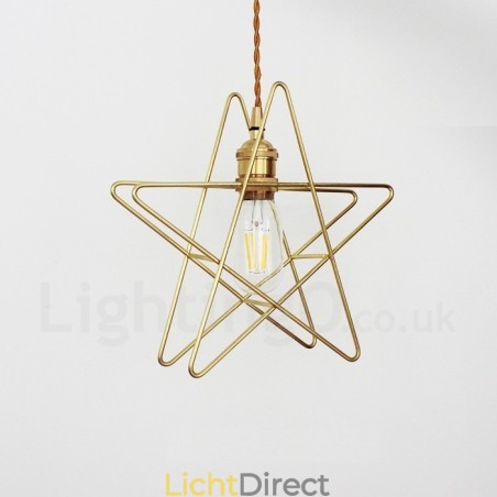 Moderne, eigentijdse 1-lichts messing hanglamp met kap