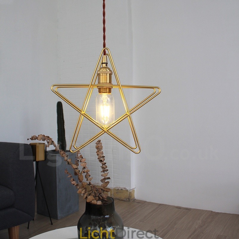 Moderne, eigentijdse 1-lichts messing hanglamp met kap