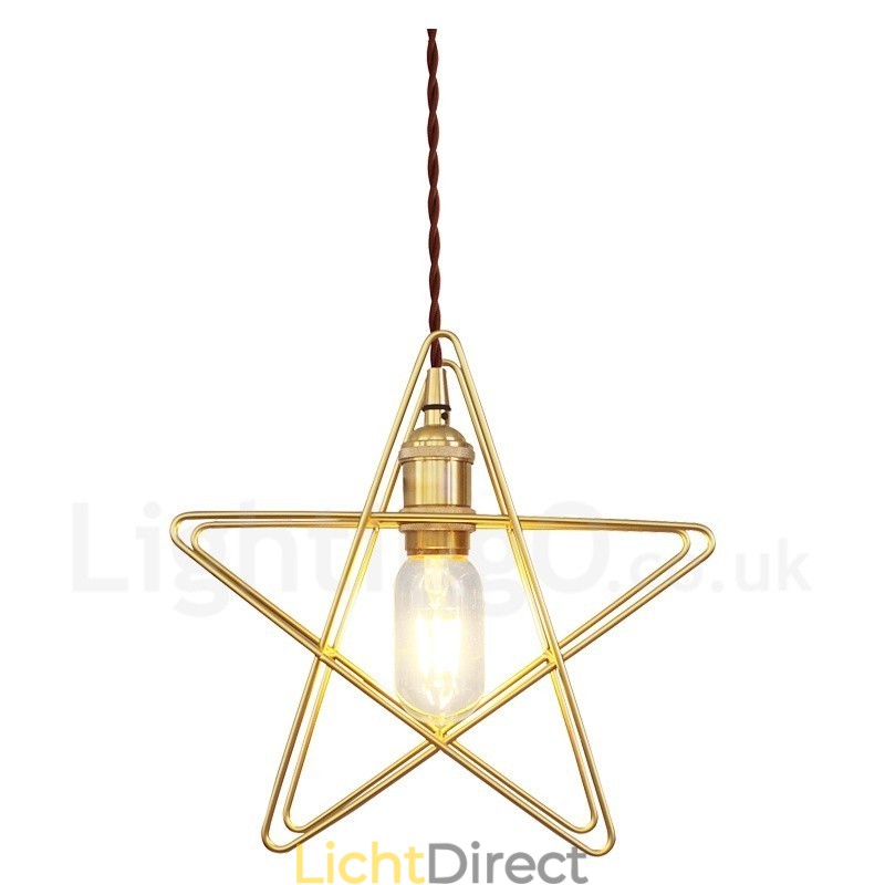 Moderne, eigentijdse 1-lichts messing hanglamp met kap